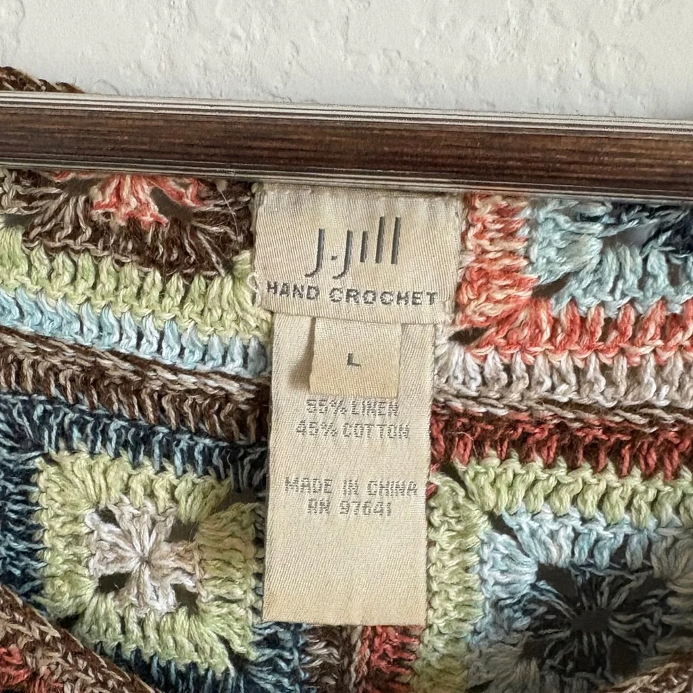 Vintage J. Jill Crochet Button-Up Top - Multicolor, Size Large - Picture 4 of 7